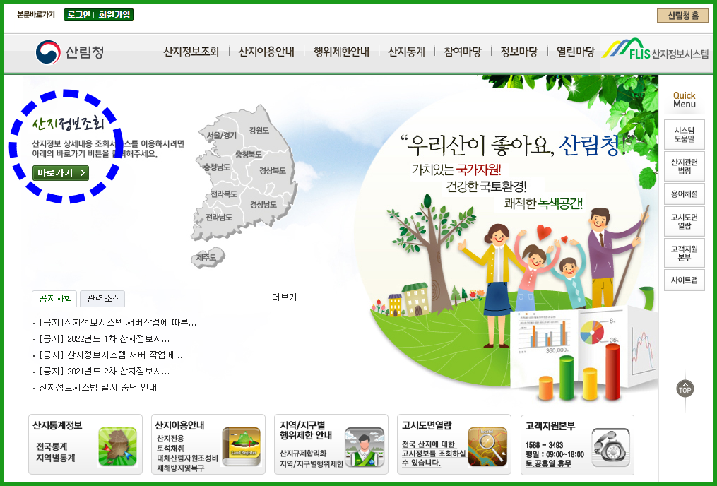 산지구분도 확인